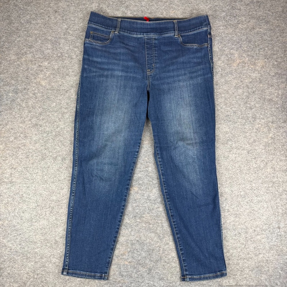 SPANX Ankle Skinny Jeans 27" Pull On Blue Womens Plus 2X
